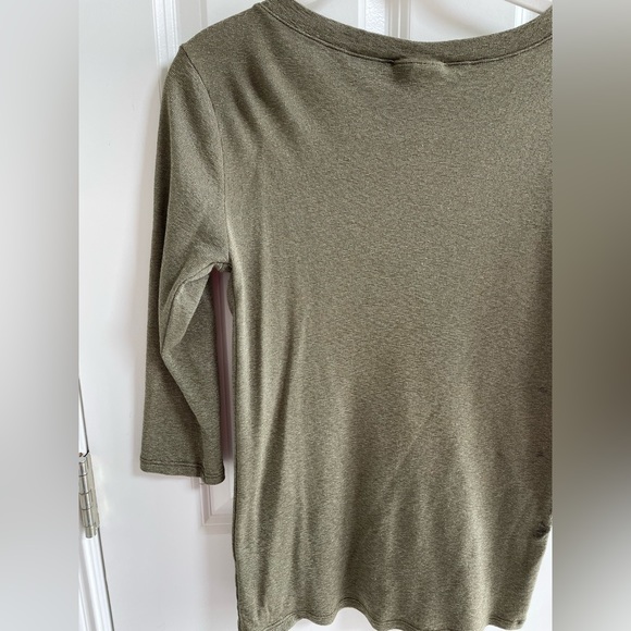 Michael Stars 3/4 sleeve olive shimmer T-shirt. Gently worn. One size - Picture 2 of 6